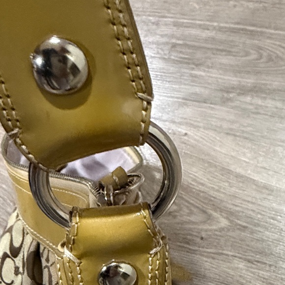 Coach Tan and Yellow Signature Shoulder Bag - Picture 3 of 6